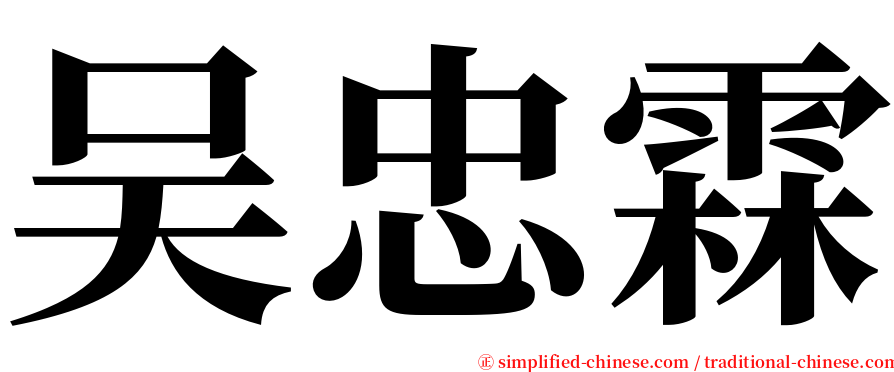 吴忠霖 serif font