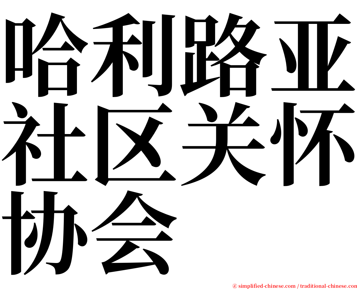 哈利路亚社区关怀协会 serif font