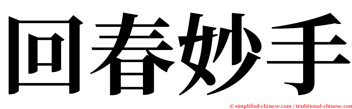 回春妙手 serif font