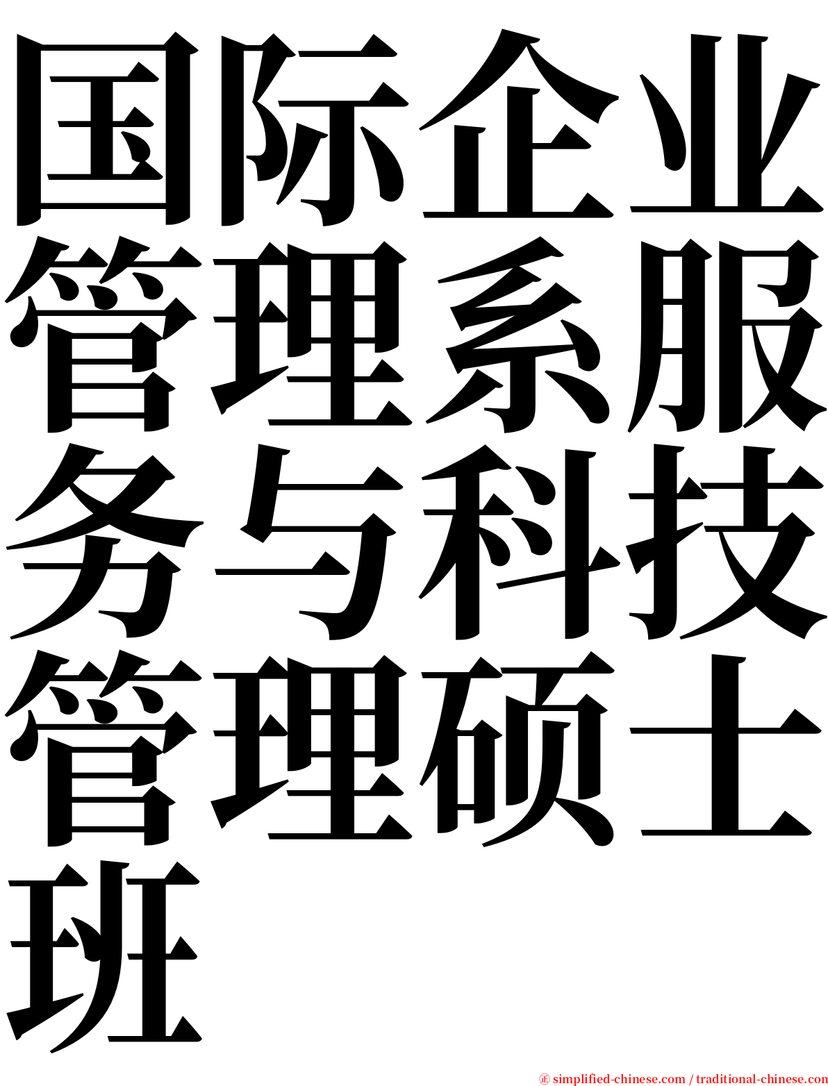 国际企业管理系服务与科技管理硕士班 serif font