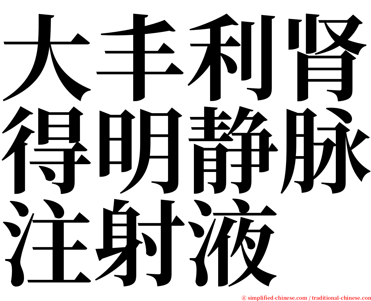 大丰利肾得明静脉注射液 serif font