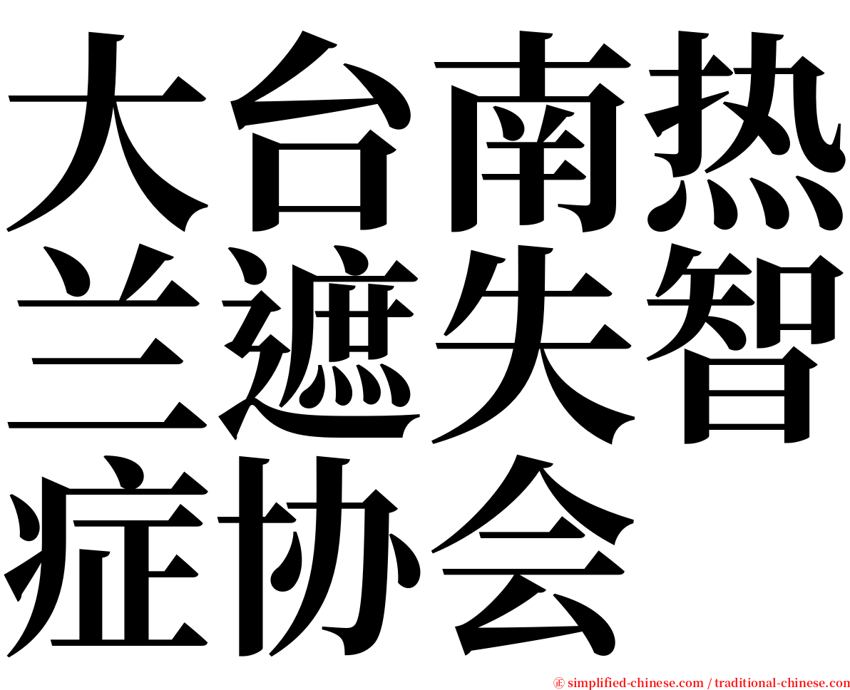 大台南热兰遮失智症协会 serif font