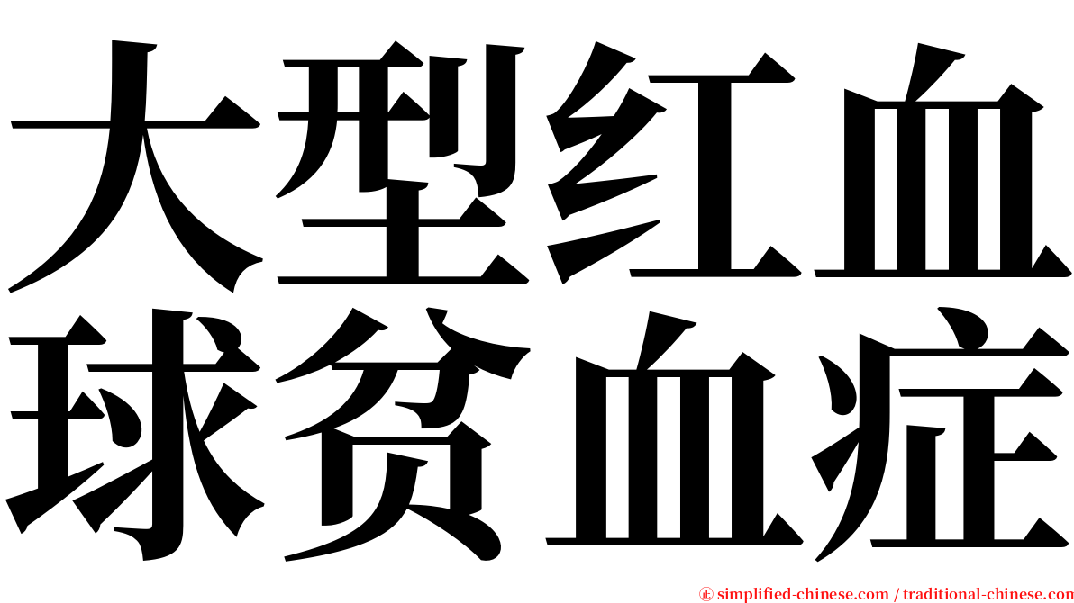 大型红血球贫血症 serif font