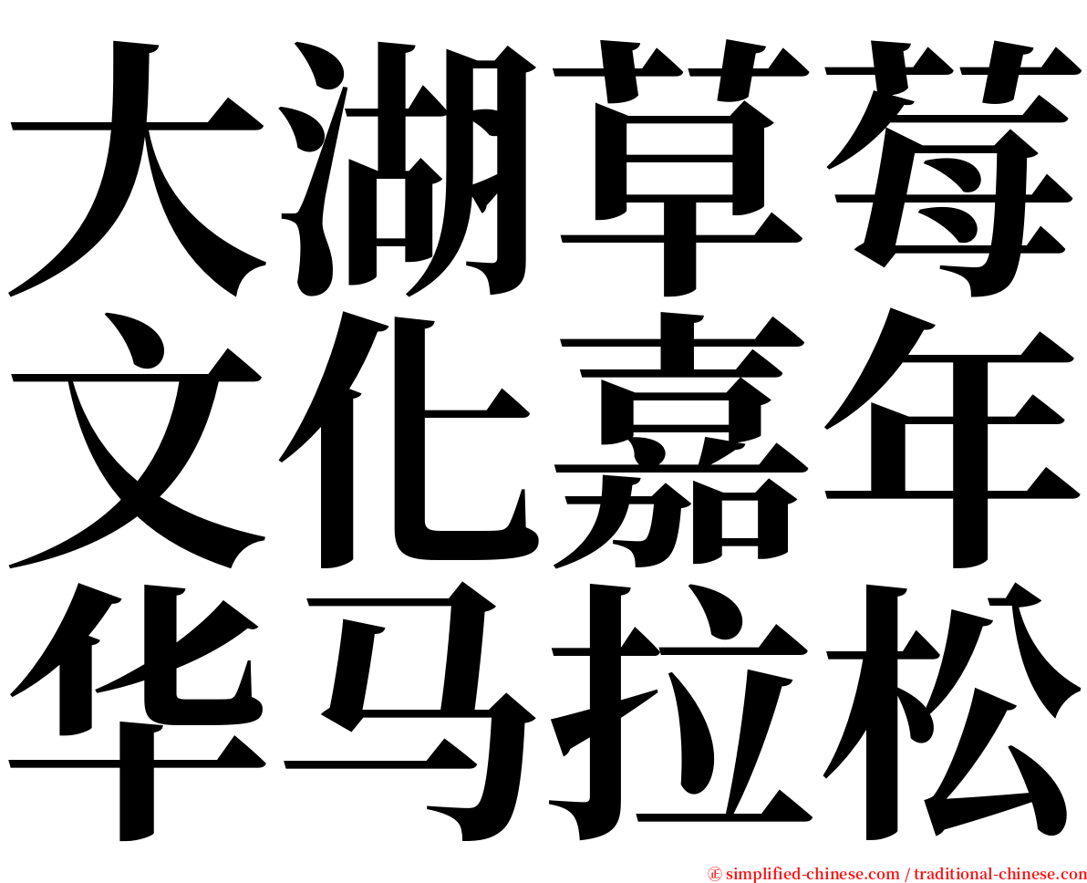 大湖草莓文化嘉年华马拉松 serif font