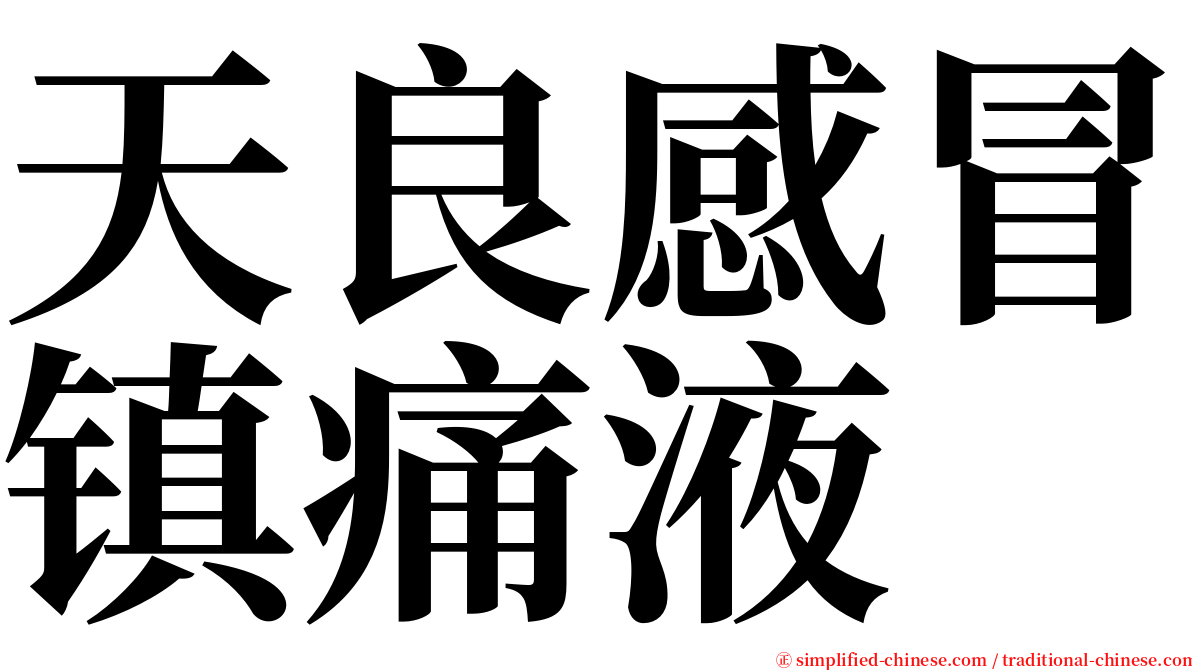 天良感冒镇痛液 serif font