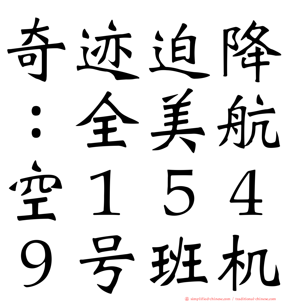 奇迹迫降：全美航空１５４９号班机