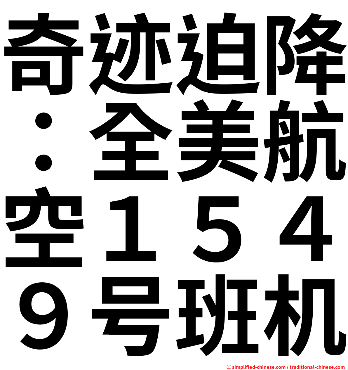 奇迹迫降：全美航空１５４９号班机