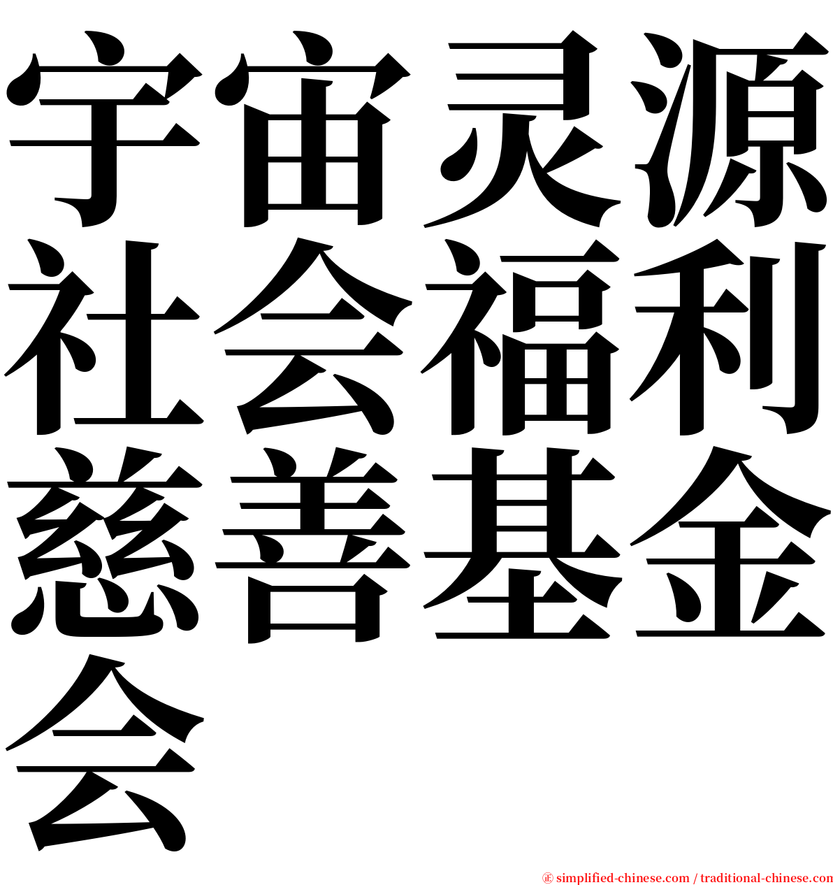 宇宙灵源社会福利慈善基金会 serif font