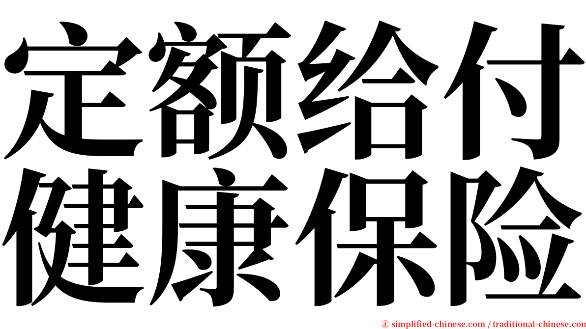定额给付健康保险 serif font