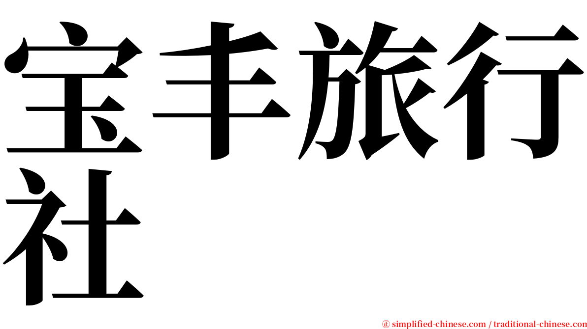 宝丰旅行社 serif font