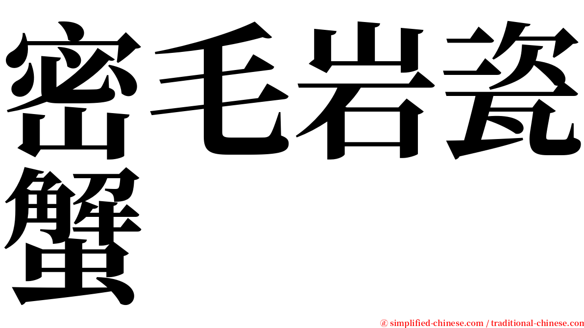 密毛岩瓷蟹 serif font