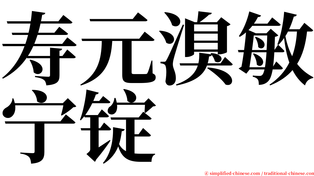 寿元溴敏宁锭 serif font