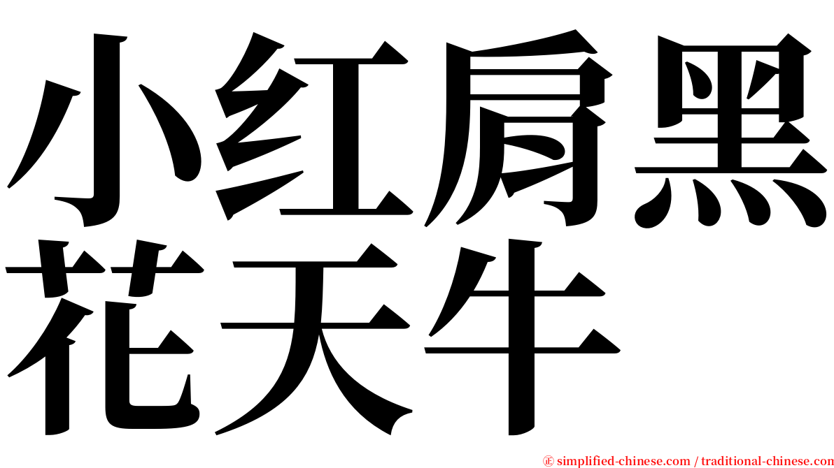 小红肩黑花天牛 serif font
