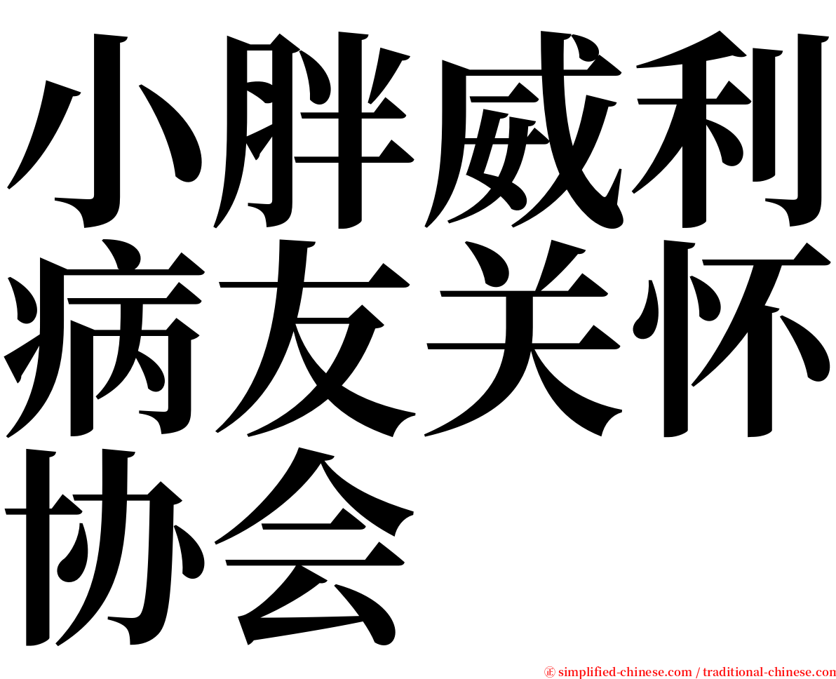 小胖威利病友关怀协会 serif font