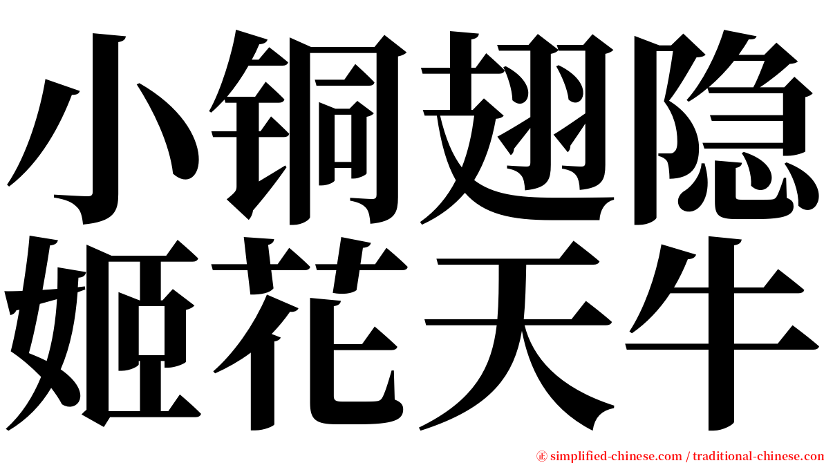 小铜翅隐姬花天牛 serif font