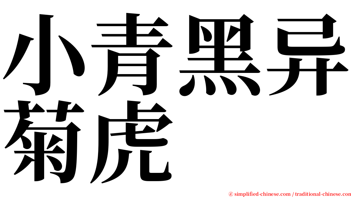 小青黑异菊虎 serif font