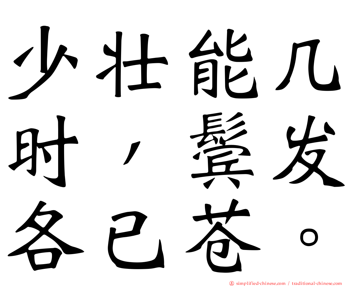 少壮能几时，鬓发各已苍。