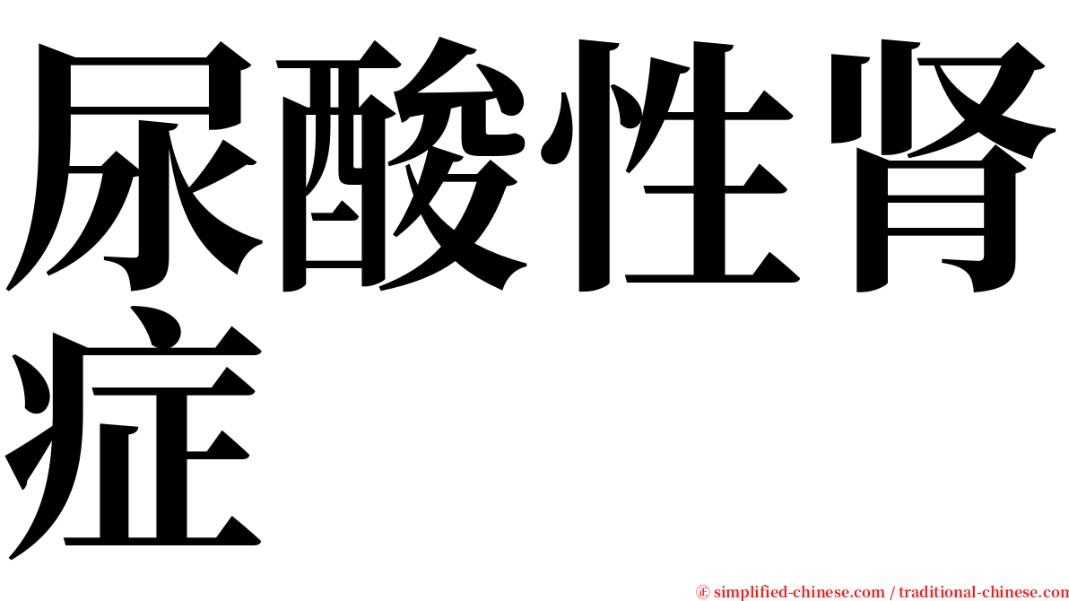 尿酸性肾症 serif font
