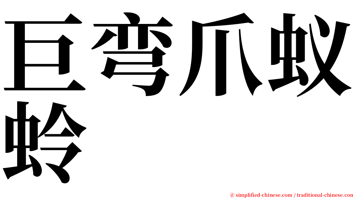 巨弯爪蚁蛉 serif font