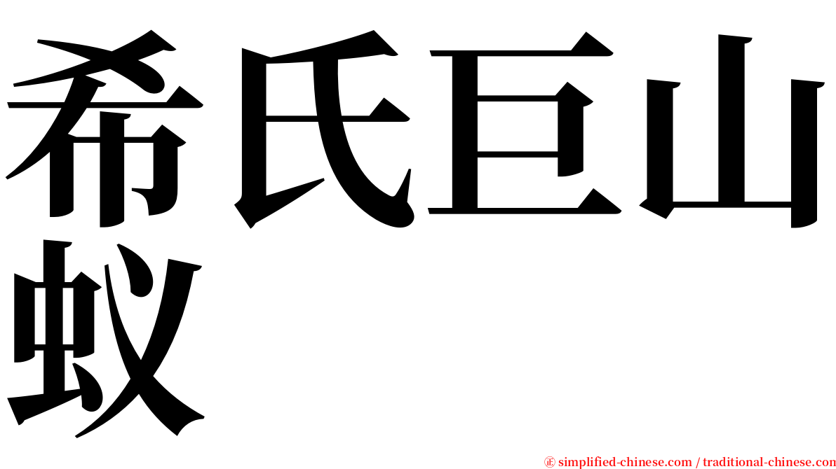 希氏巨山蚁 serif font