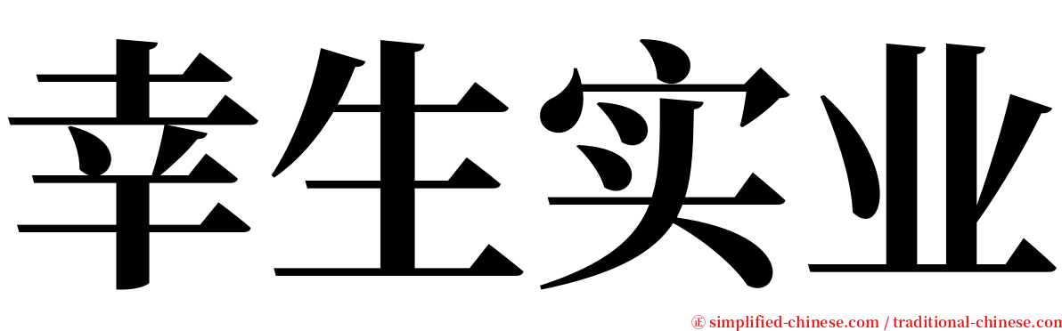 幸生实业 serif font