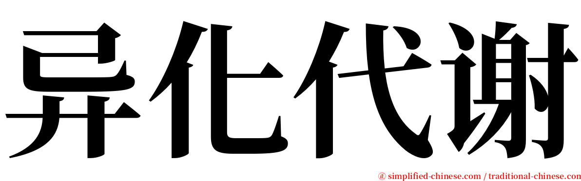 异化代谢 serif font