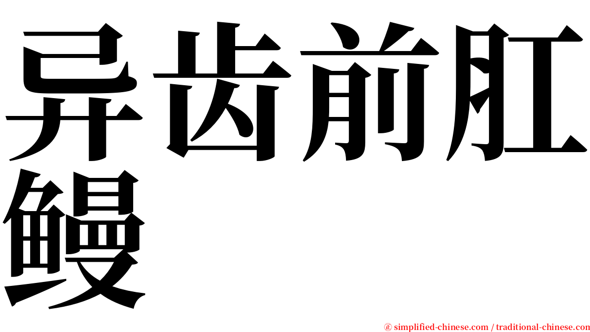 异齿前肛鳗 serif font