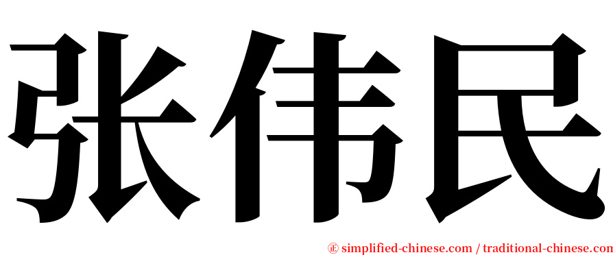 张伟民 serif font