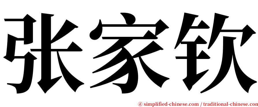 张家钦 serif font