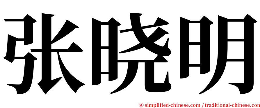 张晓明 serif font