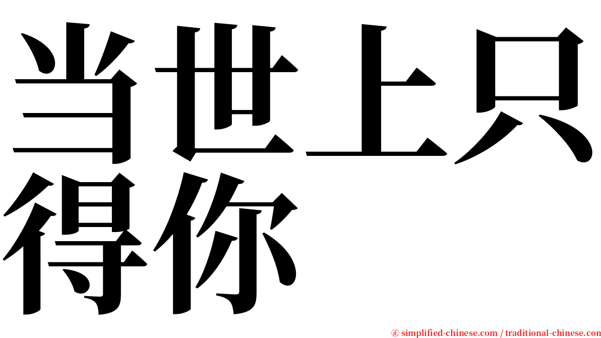 当世上只得你 serif font