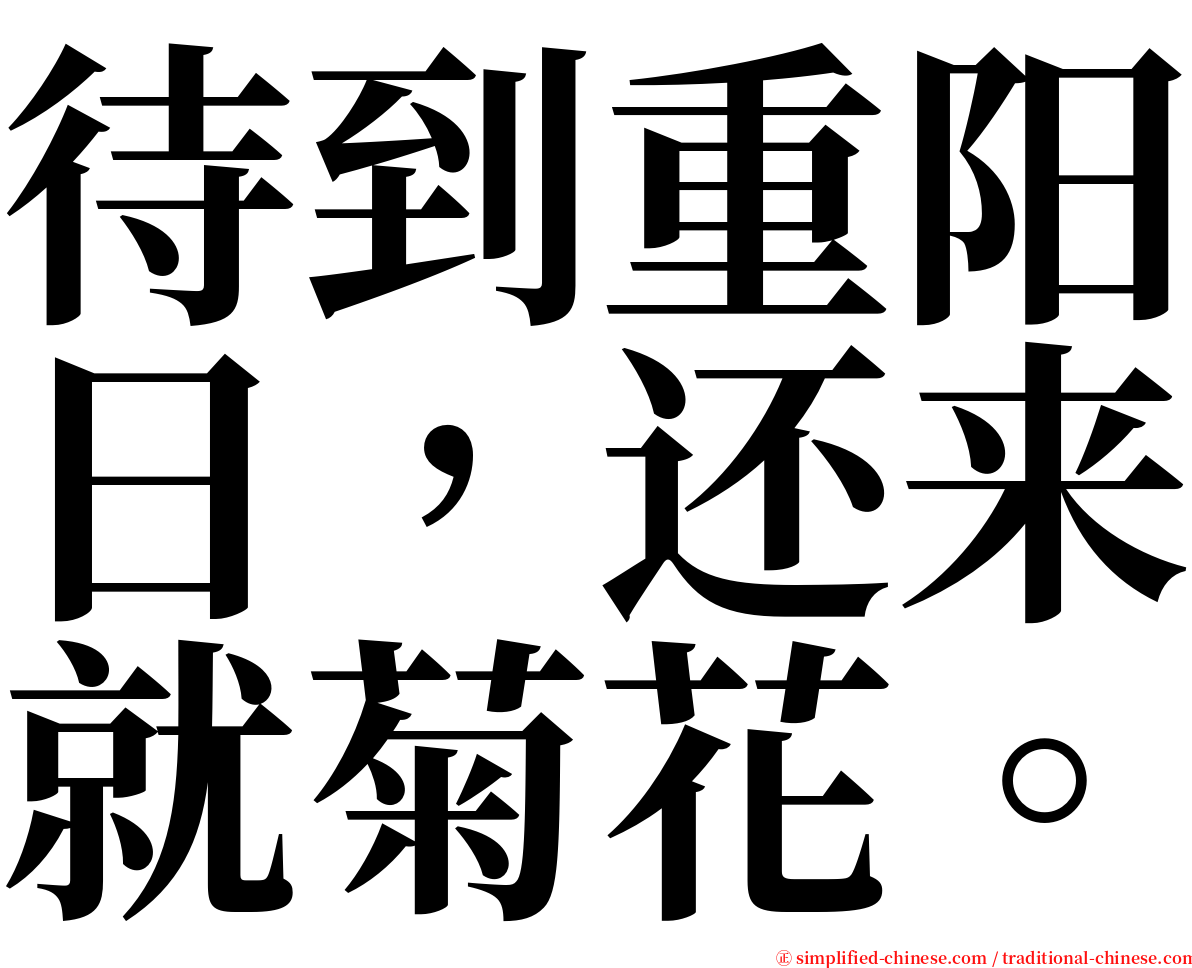 待到重阳日，还来就菊花。 serif font