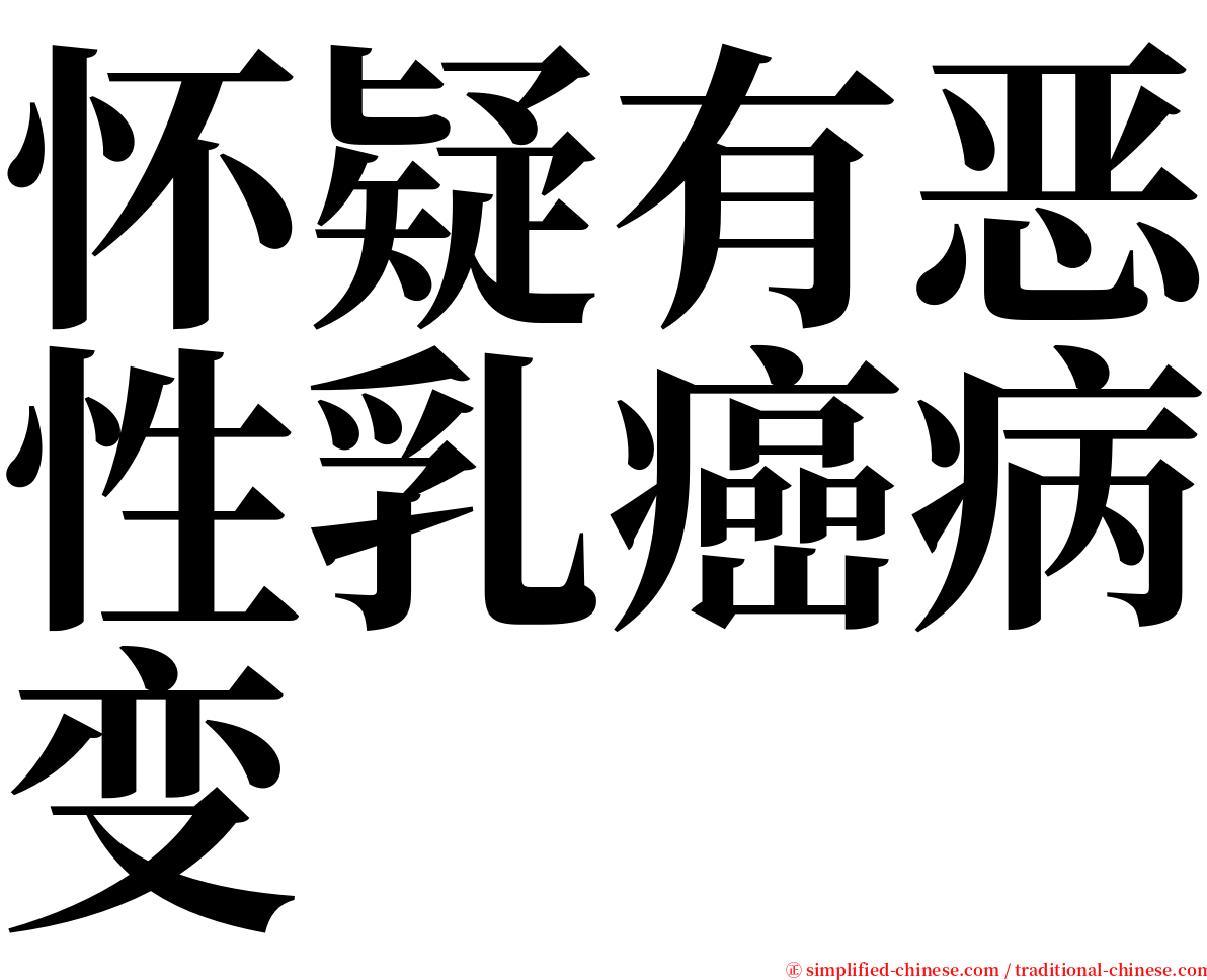怀疑有恶性乳癌病变 serif font