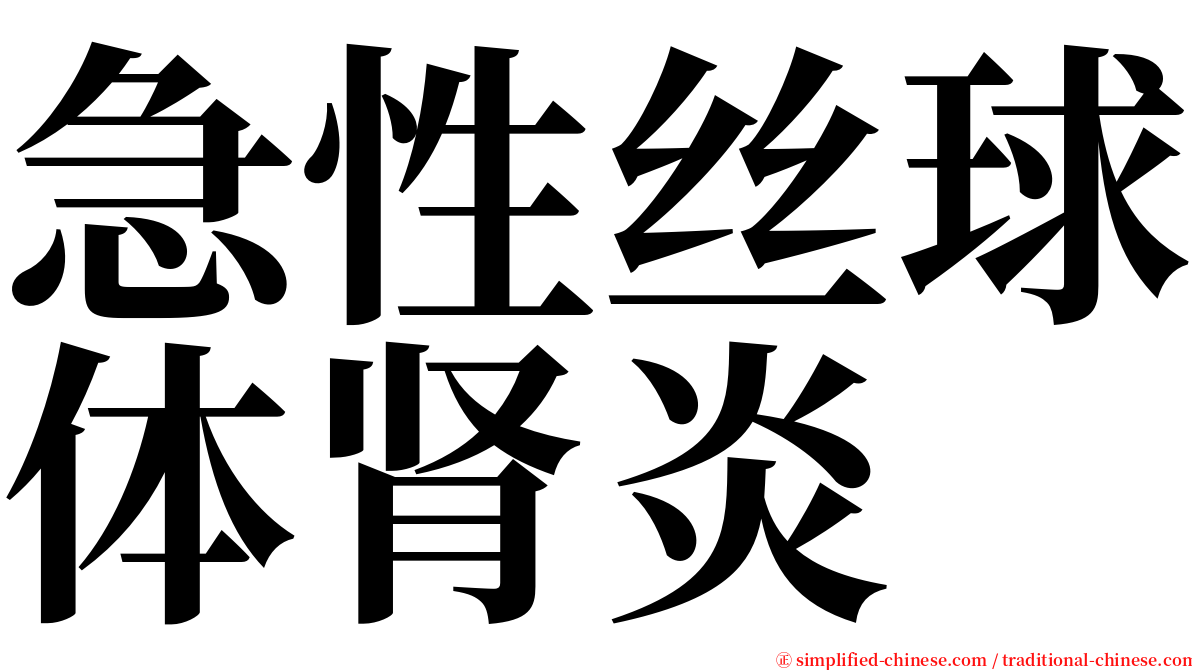 急性丝球体肾炎 serif font