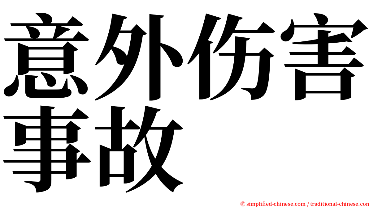 意外伤害事故 serif font