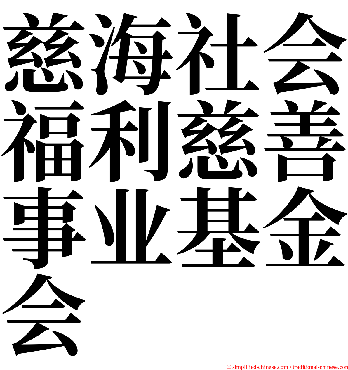 慈海社会福利慈善事业基金会 serif font