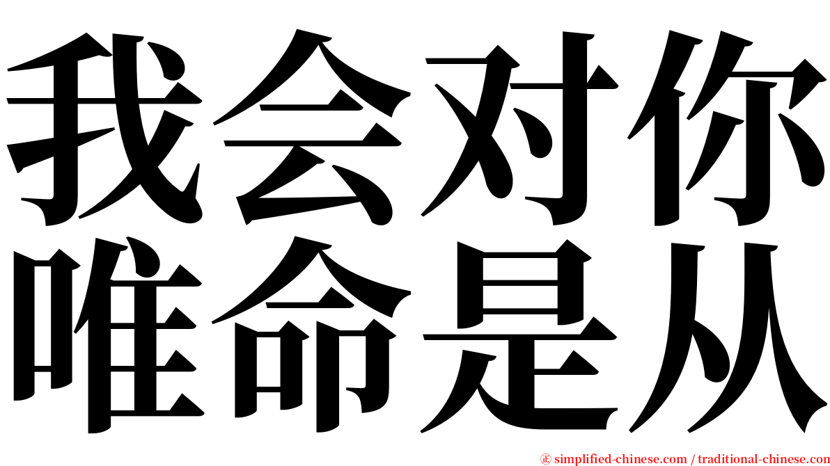 我会对你唯命是从 serif font