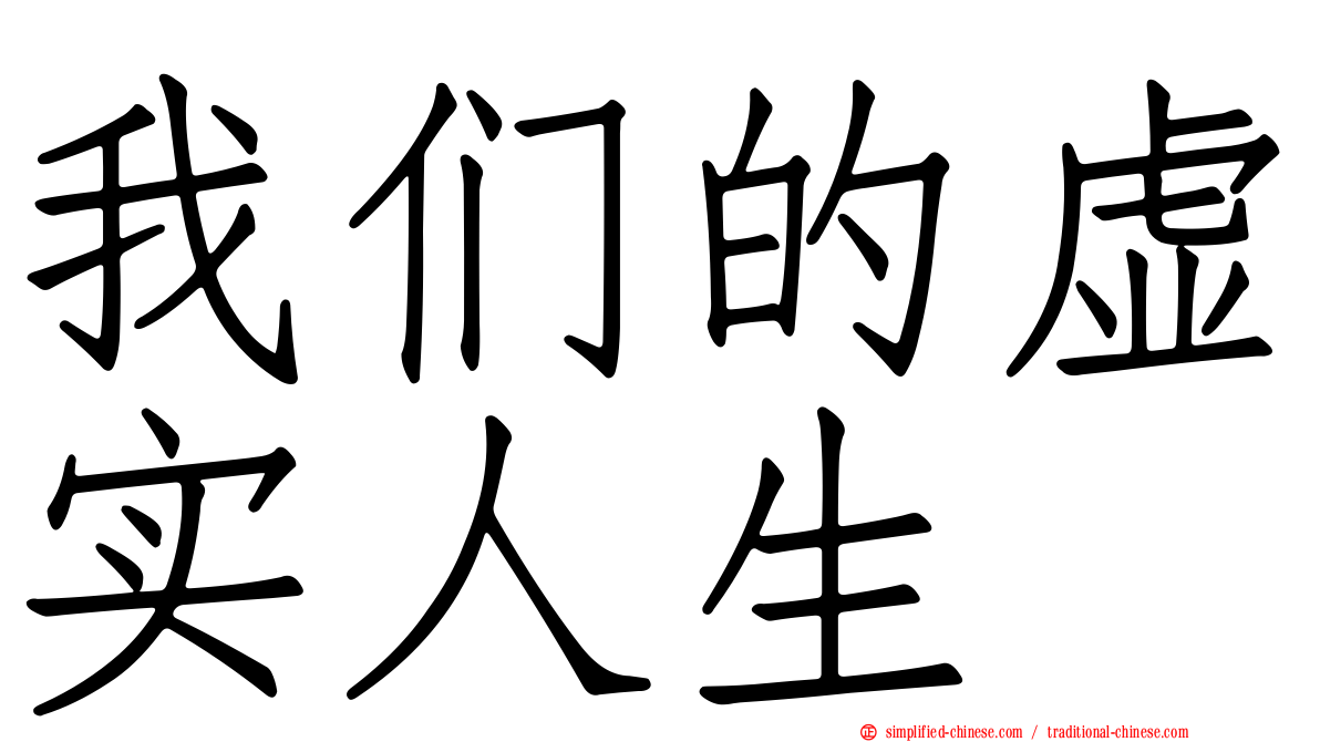 我们的虚实人生