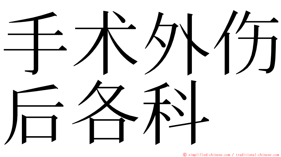 手术外伤后各科 ming font