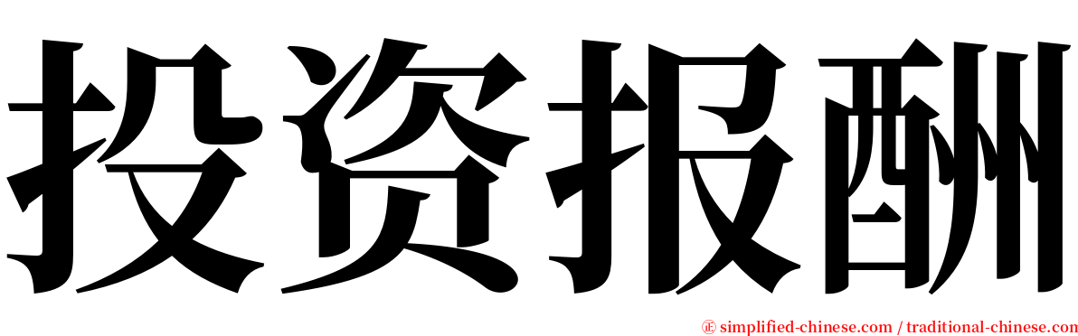 投资报酬 serif font