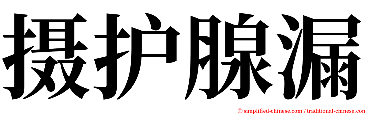 摄护腺漏 serif font