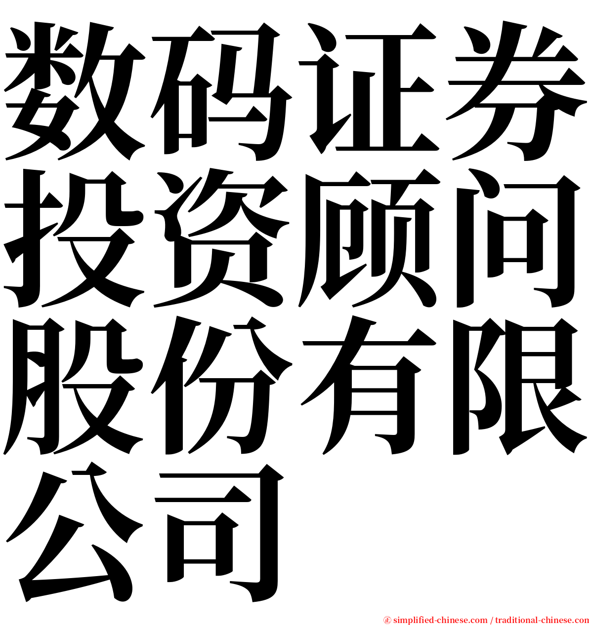 数码证券投资顾问股份有限公司 serif font