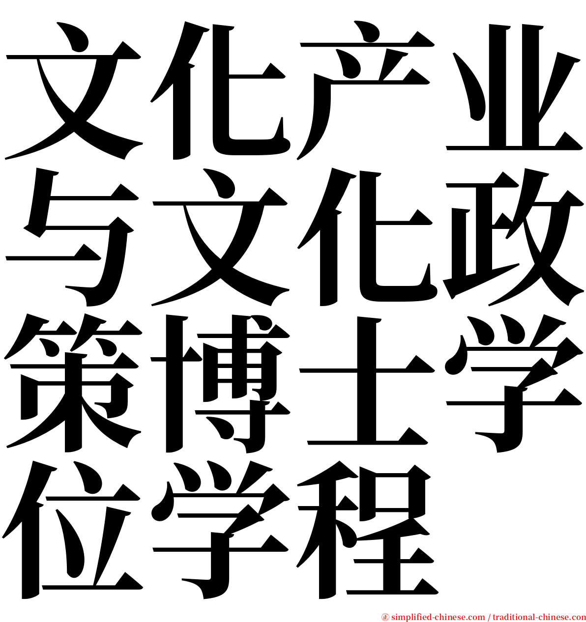 文化产业与文化政策博士学位学程 serif font