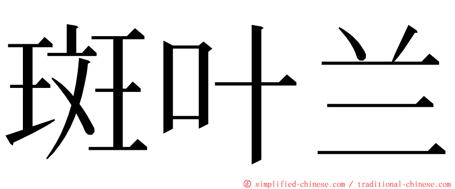 斑叶兰 ming font
