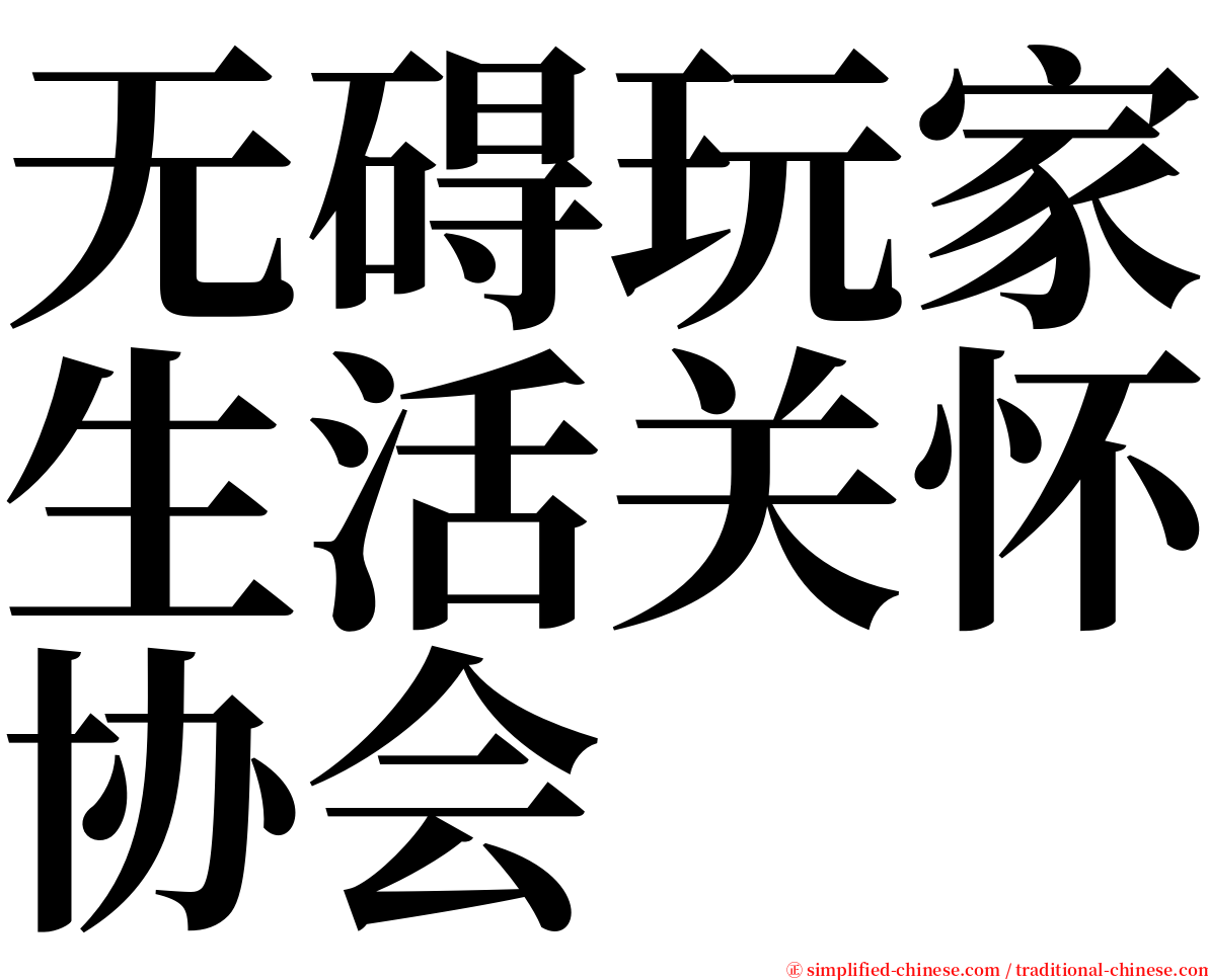 无碍玩家生活关怀协会 serif font