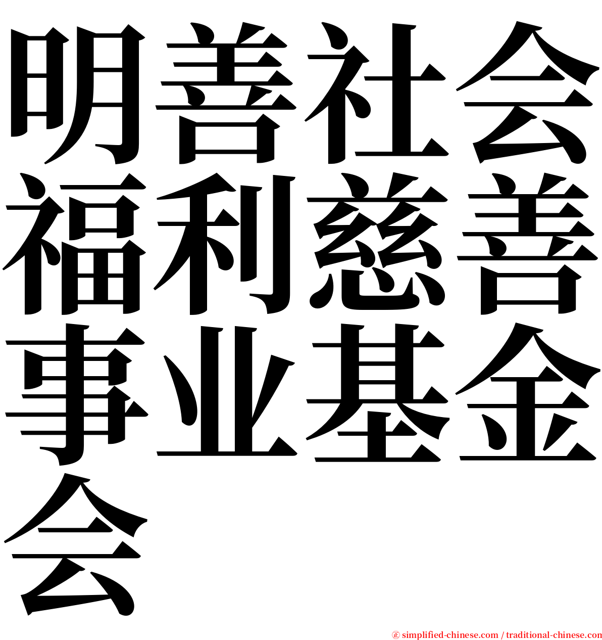 明善社会福利慈善事业基金会 serif font