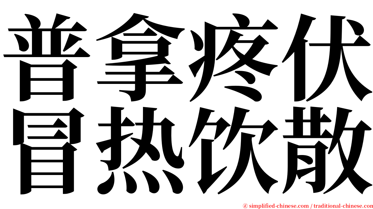 普拿疼伏冒热饮散 serif font