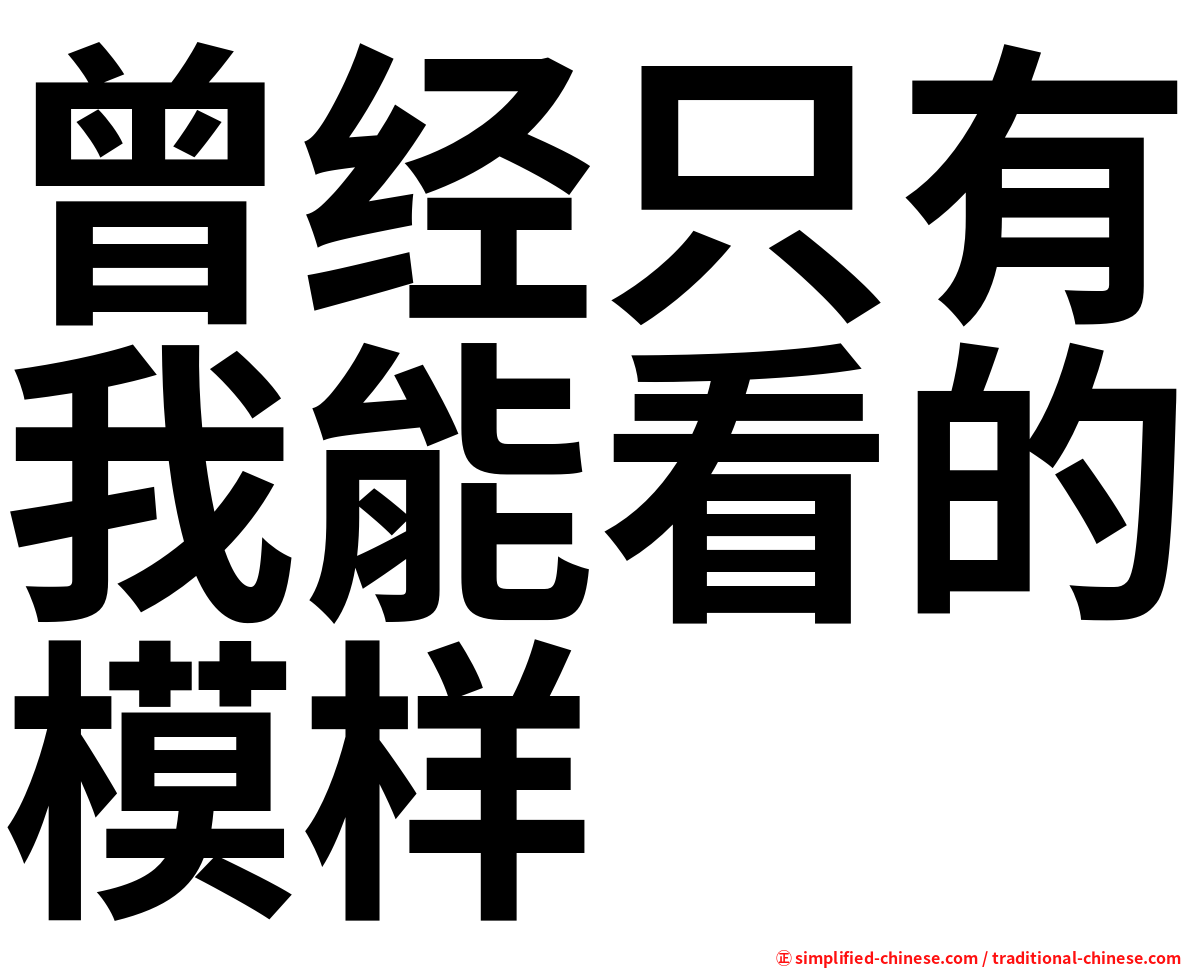 曾经只有我能看的模样