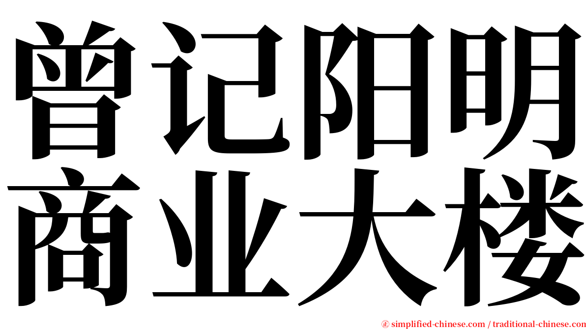 曾记阳明商业大楼 serif font