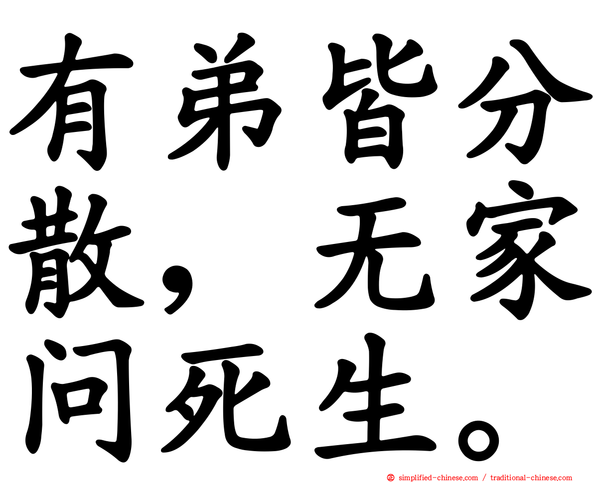 有弟皆分散，无家问死生。